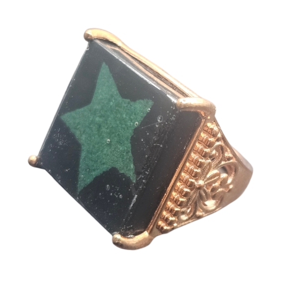 Shungite and Malachite Ring - Picture 1 of 4